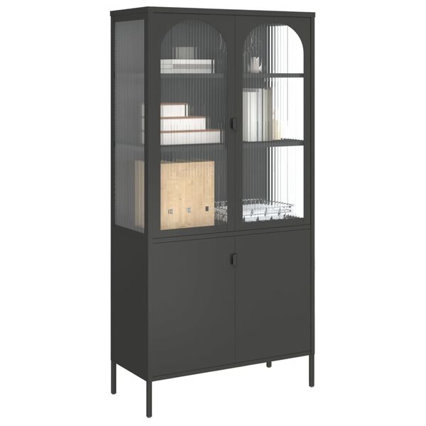 vidaXL Highboard čern&yacute; 90 x 40 x 180 cm sklo a ocel