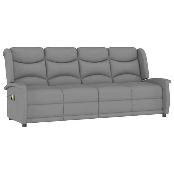 vidaXL 4m&iacute;stn&eacute; mas&aacute;žn&iacute; polohovac&iacute; křeslo světle &scaron;ed&eacute; mikrovl&aacute;kno