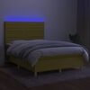 vidaXL Box spring postel s matrac&iacute; a LED zelen&aacute; 140x200 cm textil