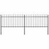 vidaXL Zahradn&iacute; plot s kop&iacute;m nahoře ocelov&yacute; 337 x 100 cm čern&yacute;