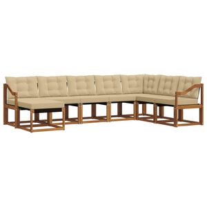 vidaXL Venkovn&iacute; pohovkov&aacute; souprava 8 pcs Přirozen&aacute; a B&eacute;žov&aacute;