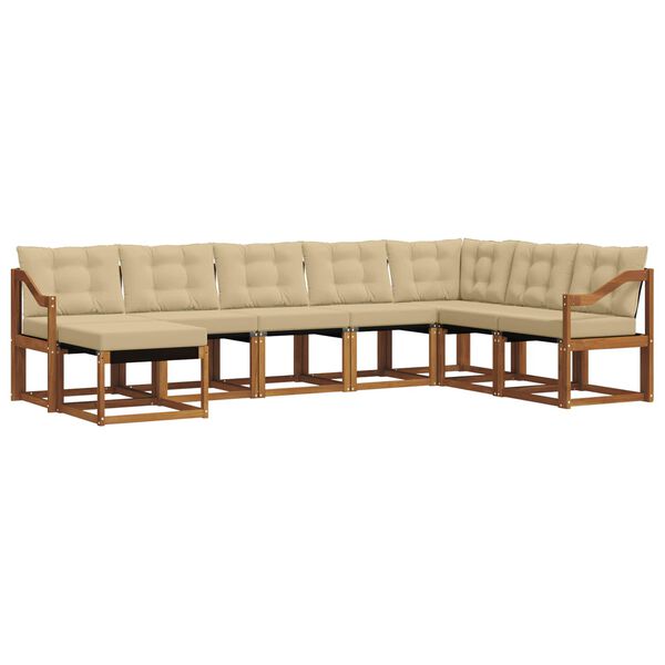 vidaXL Venkovn&iacute; pohovkov&aacute; souprava 8 pcs Přirozen&aacute; a B&eacute;žov&aacute;