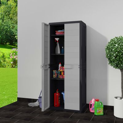 vidaXL Zahradní skladovací skříň se 3 policemi černo-šedá