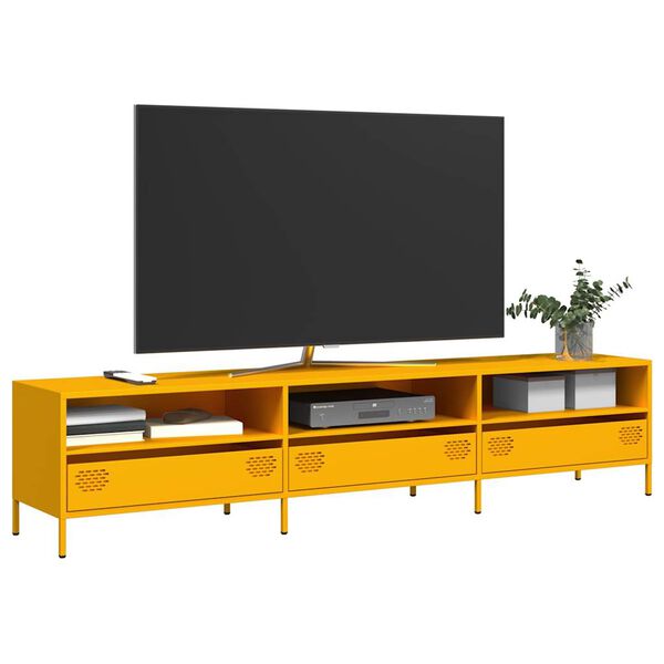 vidaXL TV skř&iacute;ňka žlut&aacute; 202 x 39 x 43,5 cm ocel v&aacute;lcovan&aacute; za studena