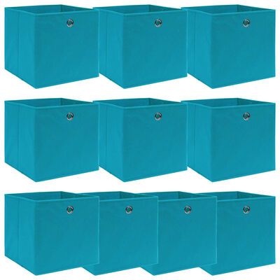 vidaXL Úložné boxy 10 ks bledě modré 32 x 32 x 32 cm textil