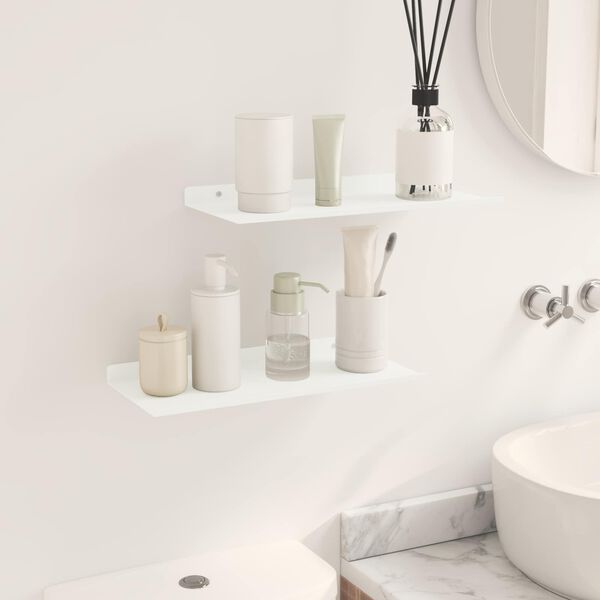 vidaXL Plovouc&iacute; police N&aacute;stěnn&yacute; 2 pcs B&iacute;l&yacute; 40 x 18 x 2,5 cm Ocel