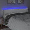 vidaXL Čelo postele s LED b&iacute;l&eacute; 183 x 16 x 78/88 cm uměl&aacute; kůže