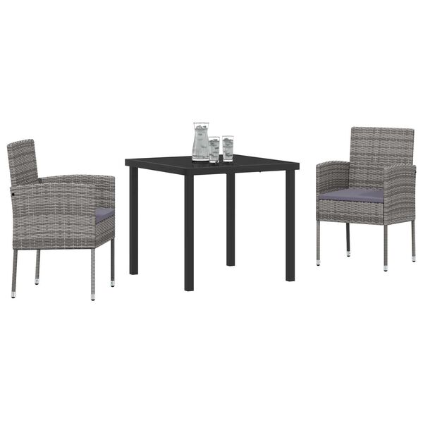 vidaXL Zahradn&iacute; j&iacute;deln&iacute; souprava s pol&scaron;t&aacute;řem 3 pcs &Scaron;ed&aacute; polyratan