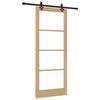 vidaXL Posuvn&eacute; dveře Př&iacute;rodn&iacute; 86 x 211 cm Masivn&iacute; borov&eacute; dřevo a sklo