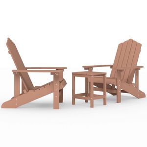 vidaXL Zahradn&iacute; křesla Adirondack se stolkem HDPE hněd&aacute;