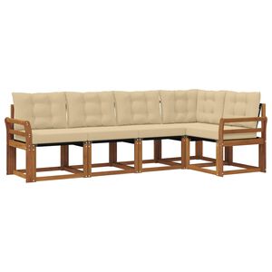 vidaXL Venkovn&iacute; pohovkov&aacute; souprava 5 pcs Přirozen&aacute; a B&eacute;žov&aacute;