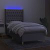 vidaXL Box spring postel s matrac&iacute; a LED světle &scaron;ed&aacute; 100x200 cm textil