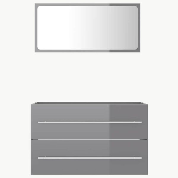 vidaXL 2d&iacute;ln&yacute; set koupelnov&eacute;ho n&aacute;bytku &scaron;ed&yacute; vysok&yacute; lesk dřevotř&iacute;ska