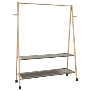 vidaXL Stojan na oblečen&iacute; s policemi a kolečky 132x45,5x155,5cm bambus
