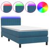 vidaXL Box spring postel s matrac&iacute; a LED tmavě modr&aacute; 100x210 cm samet