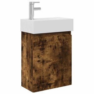 vidaXL Koupelnov&aacute; skř&iacute;ňka s bateri&iacute; Kouřov&yacute; dub 45,5 x 25,5 x 84 cm