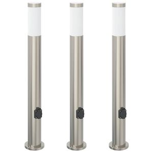 vidaXL Sloupkov&aacute; světla se z&aacute;suvkou 3 ks 80 cm nerezov&aacute; ocel IP44
