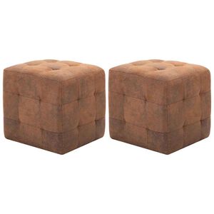 vidaXL Nočn&iacute; stolky 2 ks hněd&eacute; 30 x 30 x 30 cm uměl&aacute; brou&scaron;en&aacute; kůže