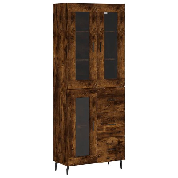 vidaXL Skř&iacute;ň highboard kouřov&yacute; dub 69,5 x 34 x 180 cm kompozitn&iacute; dřevo