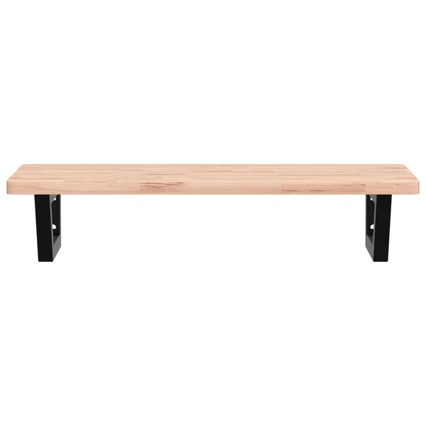 vidaXL Deska pod umyvadlo n&aacute;stěnn&aacute; ocel a masivn&iacute; bukov&eacute; dřevo