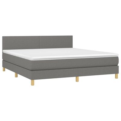 vidaXL Box spring postel s matrací a LED tmavě šedá 160x200 cm textil