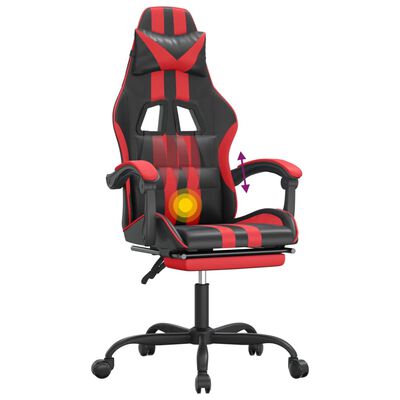 vidaXL Otočná herní židle s podnožkou černá a červená umělá kůže