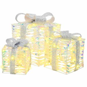 vidaXL Osvětlen&aacute; v&aacute;nočn&iacute; d&aacute;rkov&aacute; krabice 3 ks 150 LED Tepl&aacute; b&iacute;l&aacute;