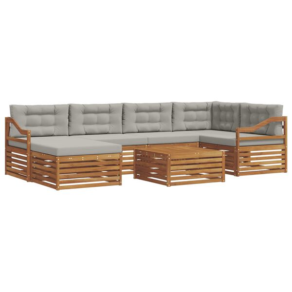 vidaXL Venkovn&iacute; pohovkov&aacute; souprava 7 pcs Př&iacute;rodn&iacute; a světle &scaron;ed&aacute;