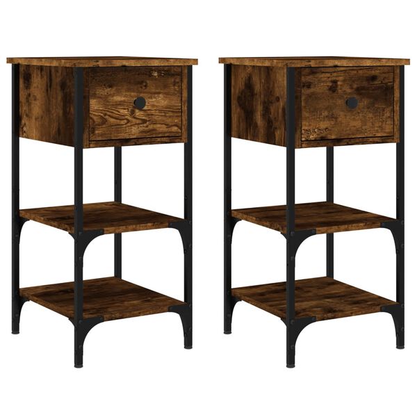 vidaXL Nočn&iacute; stolky 2 ks kouřov&yacute; dub 34 x 36 x 70 cm kompozitn&iacute; dřevo