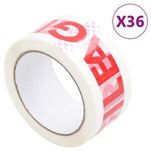 vidaXL Lepic&iacute; p&aacute;ska 36 ks s potiskem FRAGILE b&iacute;l&aacute; 48 mm x 66 m
