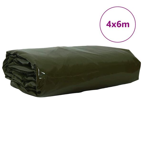 vidaXL Plachta 650g / m&sup2; Olivově zelen&aacute; 4 x 6 m