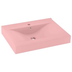 vidaXL Luxusn&iacute; umyvadlo otvor na baterii matn&eacute; růžov&eacute; 60x46cm keramika