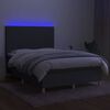 vidaXL Box spring postel s matrac&iacute; a LED tmavě &scaron;ed&aacute; 140x200 cm textil