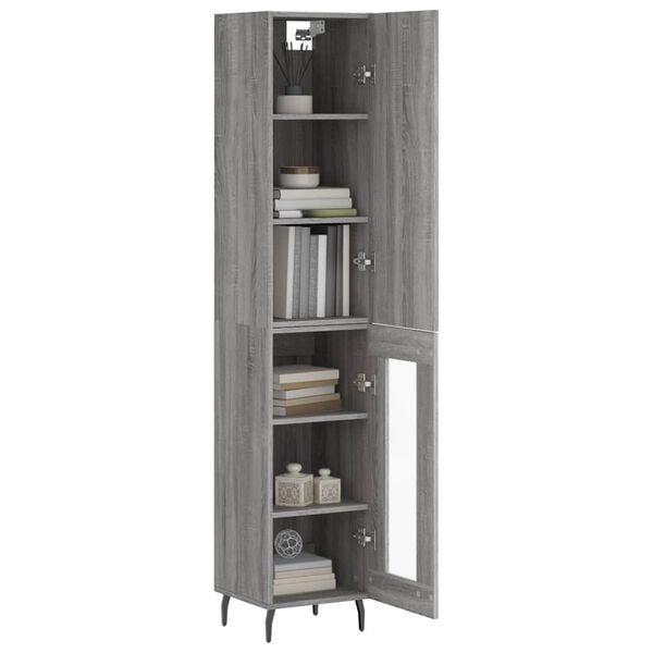 vidaXL Skř&iacute;ň highboard &scaron;ed&aacute; sonoma 34,5 x 34 x 180 cm kompozitn&iacute; dřevo