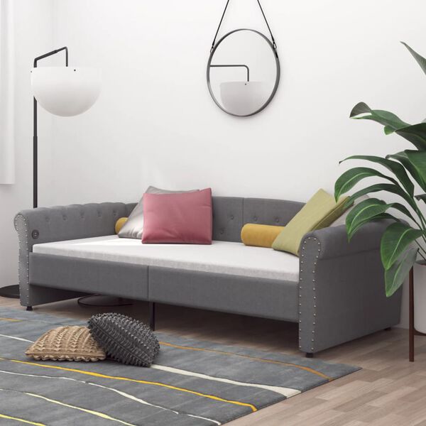 vidaXL V&aacute;lenda s matrac&iacute; a USB světle &scaron;ed&aacute; textil 90 x 200 cm