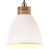vidaXL Industri&aacute;ln&iacute; z&aacute;věsn&aacute; lampa b&iacute;l&aacute; železo masivn&iacute; dřevo 35 cm E27