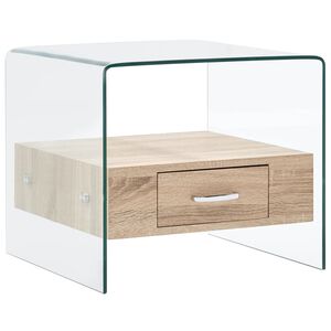 vidaXL Konferenčn&iacute; stolek se z&aacute;suvkou 50 x 50 x 45 cm tvrzen&eacute; sklo