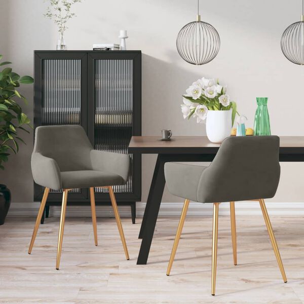 vidaXL J&iacute;deln&iacute; židle 2 ks tmavě &scaron;ed&eacute; samet