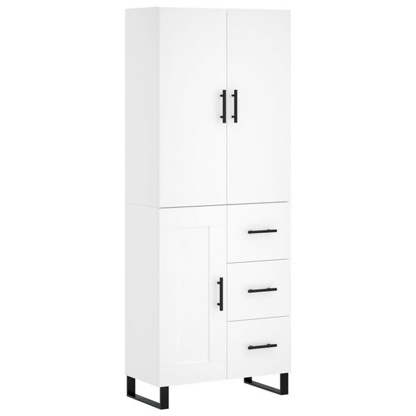 vidaXL Skř&iacute;ň highboard b&iacute;l&aacute; 69,5 x 34 x 180 cm kompozitn&iacute; dřevo
