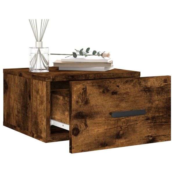 vidaXL N&aacute;stěnn&yacute; nočn&iacute; stolek kouřov&yacute; dub 35 x 35 x 20 cm