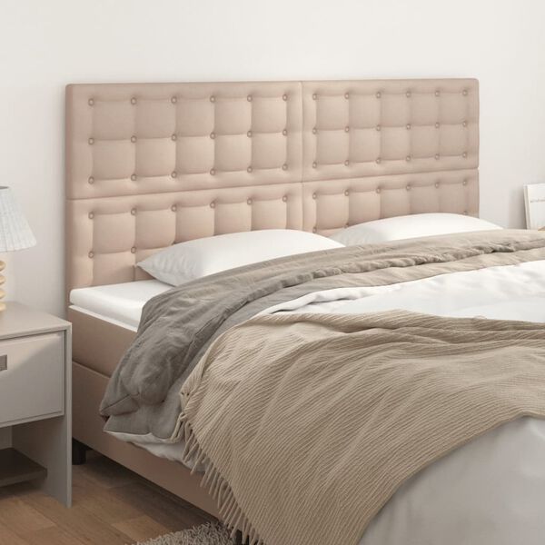 vidaXL Čelo postele Cappuccino 200 x 5 x 118/128 cm uměl&aacute; kůže