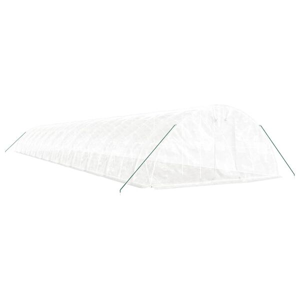 vidaXL Sklen&iacute;k s ocelov&yacute;m r&aacute;mem b&iacute;l&yacute; 120 m&sup2; 24 x 5 x 2,3 m