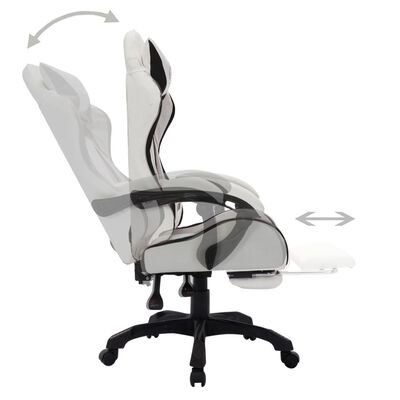 vidaXL Herní židle s RGB LED podsvícením černo-bílá umělá kůže