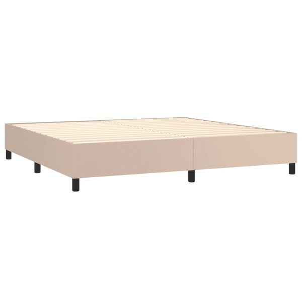 vidaXL Box spring postel s matrac&iacute; cappuccino 200 x 200 cm uměl&aacute; kůže