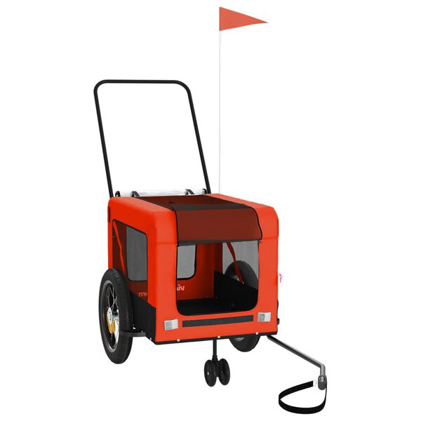 vidaXL Voz&iacute;k za kolo pro psa oranžov&yacute; a čern&yacute; oxfordsk&aacute; tkanina/železo