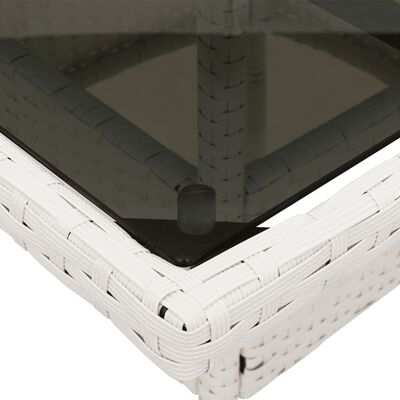 vidaXL Zahradní stůl se skleněnou deskou bílý 80x80x75 cm polyratan