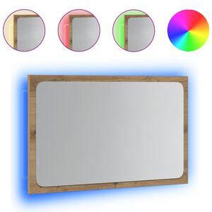 vidaXL Koupelnov&eacute; zrcadlo s LED osvětlen&iacute;m dub artisan 60x8,5x38 cm