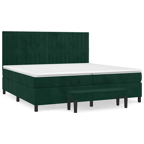 vidaXL Box spring postel s matrac&iacute; tmavě zelen&aacute; 200x200 cm samet