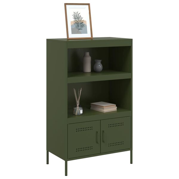 vidaXL Skříň highboard olivově zelená 68 x 39 x 113 cm ocel