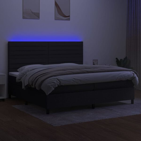 vidaXL Box spring postel s matrac&iacute; a LED čern&aacute; 200x200 cm textil